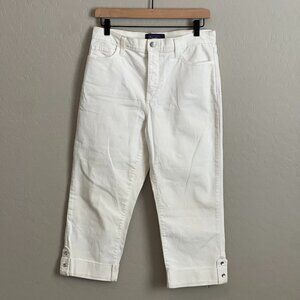 Women's Not Your Daughters Cropped White Denim with Sparkly Detail - 8